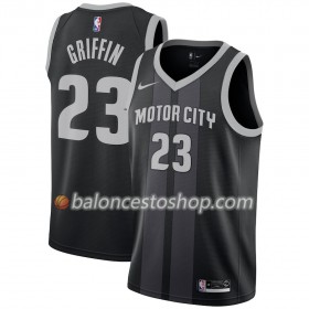 Camiseta Hombre NBA Detroit Pistons Blake Griffin 23 2018-19 Nike City Edition Negro Azul Swingman